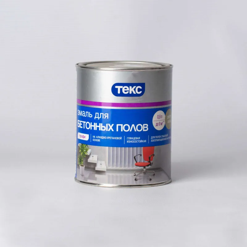 Эмаль для бетонных полов Текс светло-серая 0,9 л_1