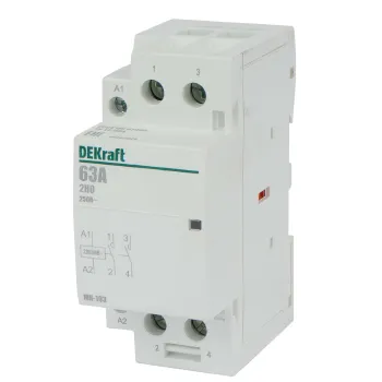 Изображение товара Модульный контактор DEKraft МК-103 2НО 63А 230В для управления электросистемами Изображение товара Модульный контактор DEKraft МК-103 2НО 63А 230В для управления электросистемами