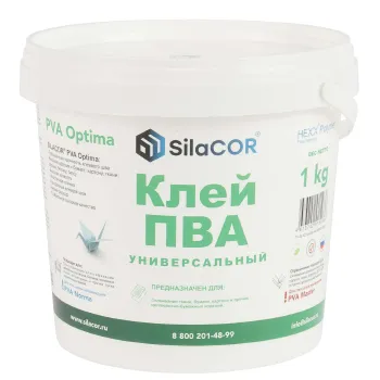 Изображение товара Универсальный клей ПВА SilaCOR 1 кг для внутренних и наружных работ Изображение товара Универсальный клей ПВА SilaCOR 1 кг для внутренних и наружных работ