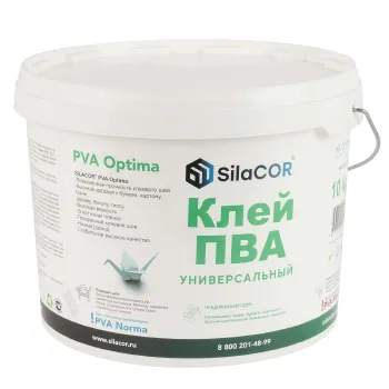 Изображение товара Универсальный клей ПВА SilaCOR 10 кг для внутренних и наружных работ Изображение товара Универсальный клей ПВА SilaCOR 10 кг для внутренних и наружных работ