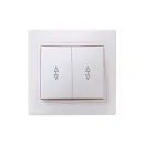 Переключатель проходной двухклавишный Кварта белый IP20 IEK_2
