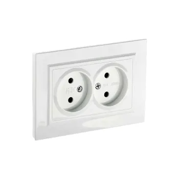 Изображение товара Розетка двухместная без заземления Brite белая от IEK Изображение товара Розетка двухместная без заземления Brite белая от IEK