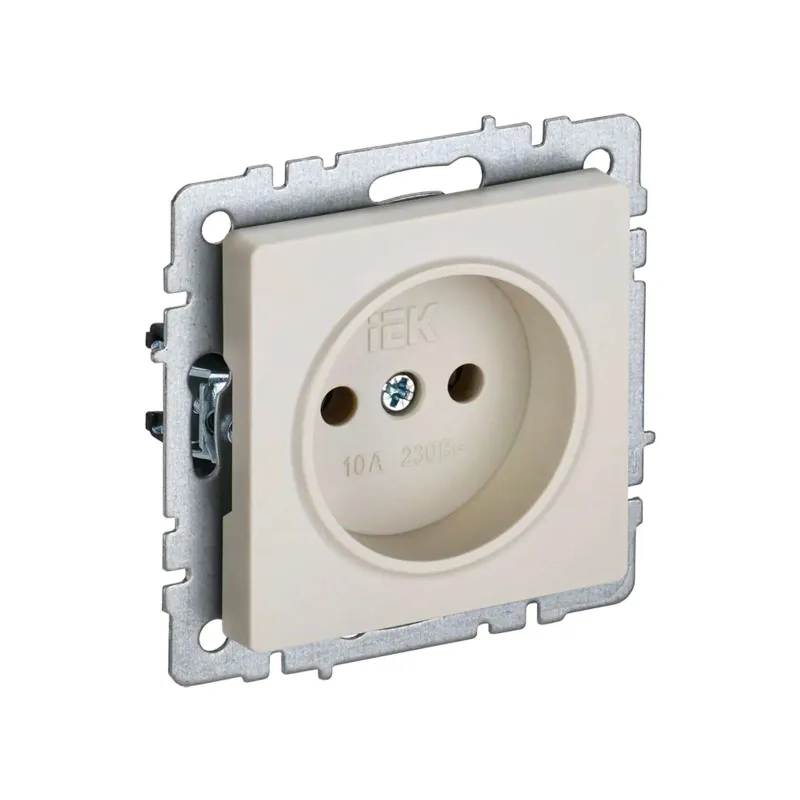 Механизм розетки без заземления Brite бежевая IP20 IEK_1