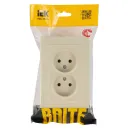 Розетка двухместная без заземления Brite бежевая IP20 IEK_3