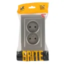 Розетка двухместная без заземления Brite сталь IP20 IEK_3