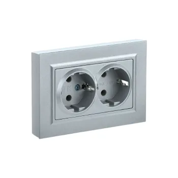 Изображение товара Двухместная накладная розетка IEK Brite с заземлением для безопасного подключения Изображение товара Двухместная накладная розетка IEK Brite с заземлением для безопасного подключения
