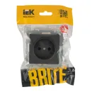 Механизм розетки без заземления Brite графит IP20 IEK_3