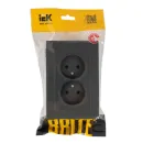 Розетка двухместная без заземления Brite графит IP20 IEK_3