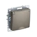 Механизм розетки с заземлением со шторками и крышкой Brite шампань IP44 IEK_1