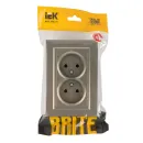 Розетка двухместная без заземления Brite шампань IP20 IEK_3