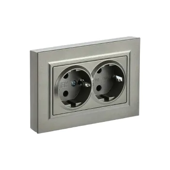 Изображение товара Розетка двухместная с заземлением IEK Brite IP20 шампань Изображение товара Розетка двухместная с заземлением IEK Brite IP20 шампань