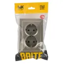 Розетка двухместная с заземлением Brite шампань IP20 IEK_5