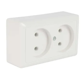 Изображение товара Двухместная накладная розетка без заземления Wessen Хит IP20 белая Изображение товара Двухместная накладная розетка без заземления Wessen Хит IP20 белая