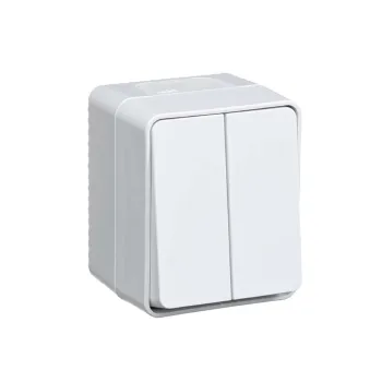 Изображение товара Двухклавишный накладной выключатель AtlasDesign Systeme Electric IP54 белый Изображение товара Двухклавишный накладной выключатель AtlasDesign Systeme Electric IP54 белый