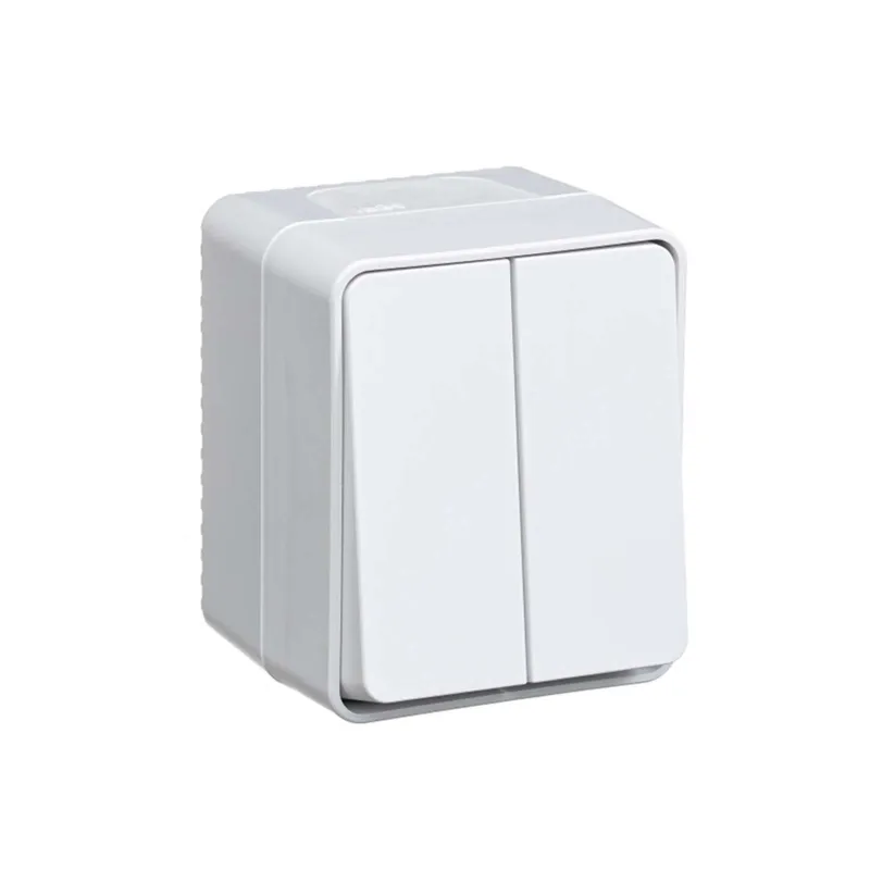 Выключатель двухклавишный накладной AtlasDesign белый IP54 Systeme Electric_1