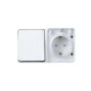 Блок выключателя одноклавишный и розетка с крышкой AtlasDesign белый IP54 Systeme Electric_2