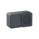 Блок выключателя одноклавишный и розетка с крышкой AtlasDesign антрацит IP54 Systeme Electric_1