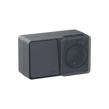 Изображение товара Блок выключателя одноклавишный и розетка с крышкой AtlasDesign IP54 Изображение товара Блок выключателя одноклавишный и розетка с крышкой AtlasDesign IP54