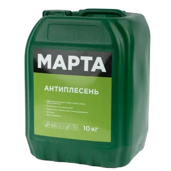 Изображение товара Пропитка универсальная Антиплесень Марта бесцветная 10кг защитное покрытие для помещений Изображение товара Пропитка универсальная Антиплесень Марта бесцветная 10кг защитное покрытие для помещений