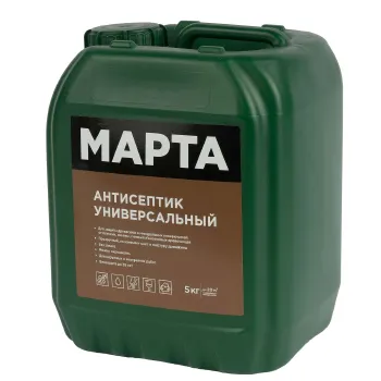 Изображение товара Антисептик универсальный бесцветный для внутренних и наружных работ Марта 5 кг Изображение товара Антисептик универсальный бесцветный для внутренних и наружных работ Марта 5 кг