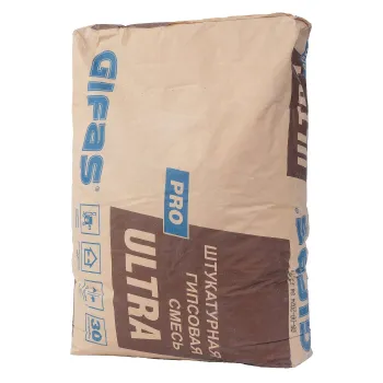 Изображение товара Гипсовая штукатурка Gifas Ultra Pro 30 кг для внутренних работ Изображение товара Гипсовая штукатурка Gifas Ultra Pro 30 кг для внутренних работ