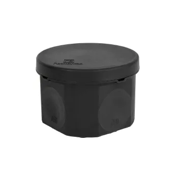 Изображение товара Коробка распределительная накладная круглая Промрукав 70х50 IP66 черная Изображение товара Коробка распределительная накладная круглая Промрукав 70х50 IP66 черная