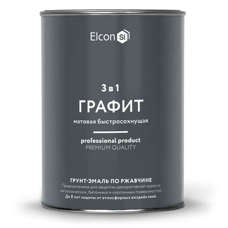 Грунт-эмаль по ржавчине 3 в 1 Elcon графит матовая 0,8 кг_1