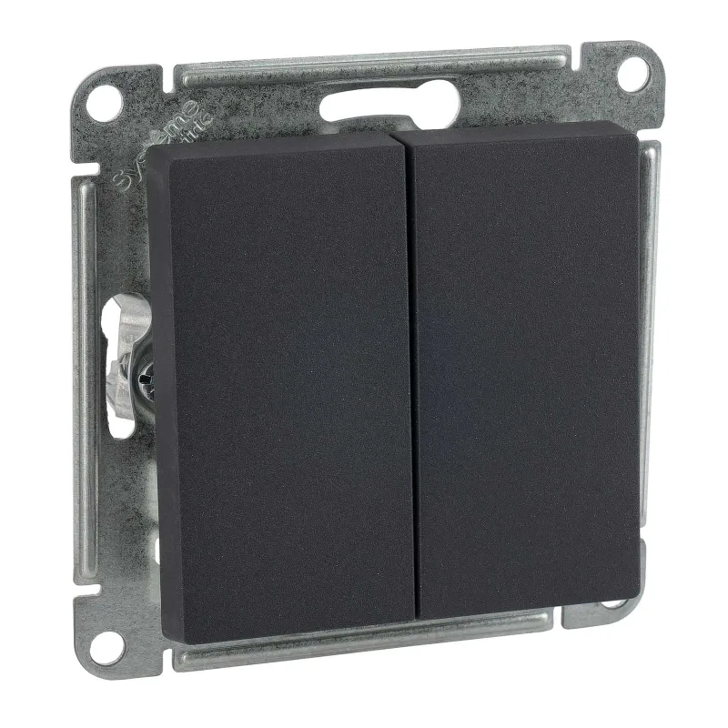 Механизм выключателя двухклавишный AtlasDesign базальт IP20 Systeme Electric_1