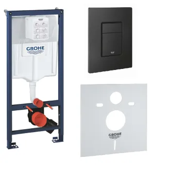 Изображение товара Инсталляция для унитаза Grohe Rapid SL 5 в 1 с кнопкой Skate Cosmopolitan черный матовый Изображение товара Инсталляция для унитаза Grohe Rapid SL 5 в 1 с кнопкой Skate Cosmopolitan черный матовый