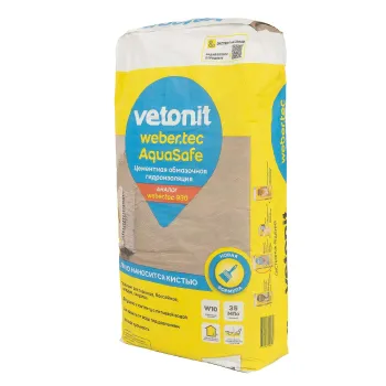 Изображение товара Weber AquaSafe: цементная обмазочная гидроизоляция, 20 кг Изображение товара Weber AquaSafe: цементная обмазочная гидроизоляция, 20 кг