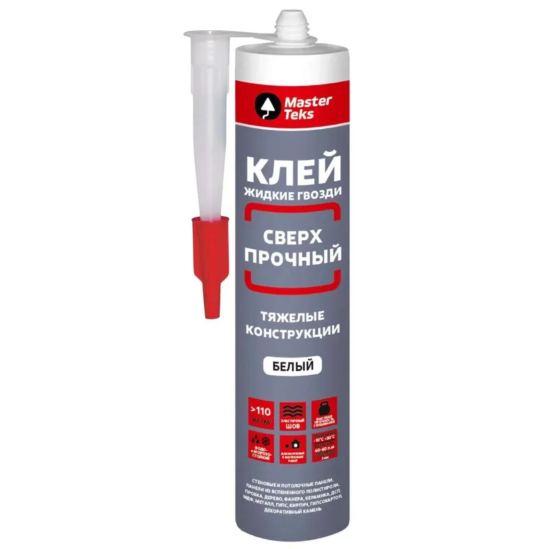 Клей монтажный для тяжелых конструкций полимерный белый 440 гр MasterTeks_1