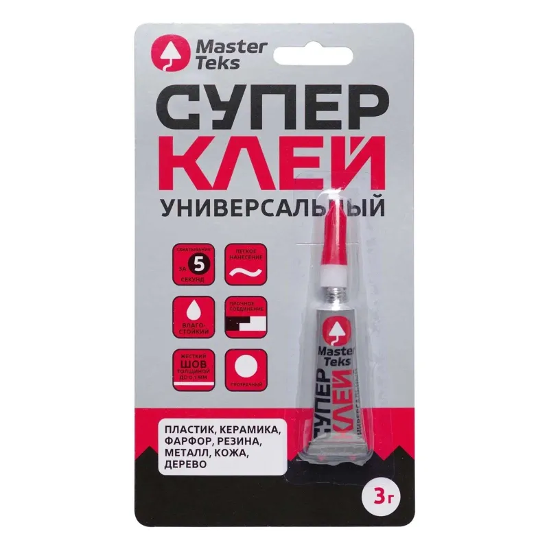 Клей универсальный цианокрилатный MasterTeks 3 гр прозрачный_1