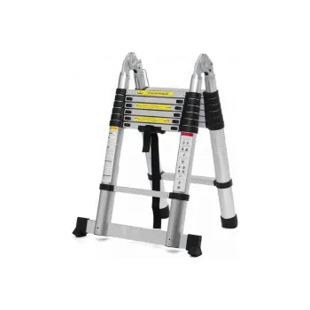 Изображение товара Телескопическая лестница-стремянка 14 ступеней Алюмет 4,4м для дома и работы Изображение товара Телескопическая лестница-стремянка 14 ступеней Алюмет 4,4м для дома и работы