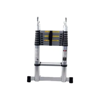 Изображение товара Телескопическая лестница-стремянка Алюмет 16 ступеней до 5 метров Изображение товара Телескопическая лестница-стремянка Алюмет 16 ступеней до 5 метров