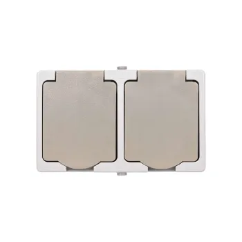 Изображение товара Двухместная накладная розетка с заземлением Вуокса, IP54, TDM Изображение товара Двухместная накладная розетка с заземлением Вуокса, IP54, TDM