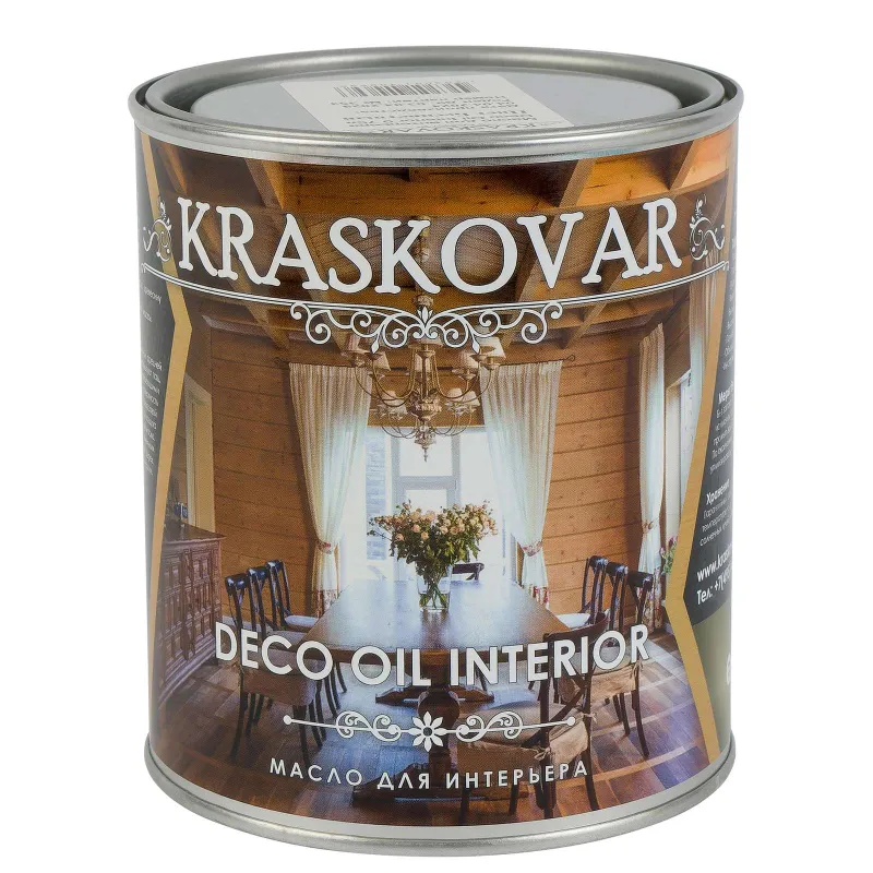 Масло для стен Kraskovar бесцветное полуматовое 0,75л_1