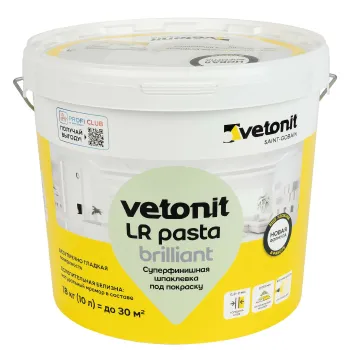 Изображение товара Шпаклевка суперфинишная Vetonit LR pasta brilliant 18 кг для внутренних работ Изображение товара Шпаклевка суперфинишная Vetonit LR pasta brilliant 18 кг для внутренних работ