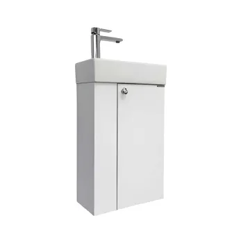 Изображение товара Тумба подвесная Comforty Асти-40 с раковиной 9140 белая для ванной Изображение товара Тумба подвесная Comforty Асти-40 с раковиной 9140 белая для ванной