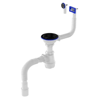 Изображение товара Сифон для мойки Aquant 3 1/2" бутылочный с переливом и гибкой трубой Изображение товара Сифон для мойки Aquant 3 1/2" бутылочный с переливом и гибкой трубой