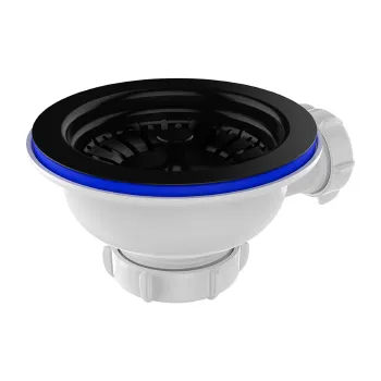 Изображение товара Выпуск 3 1/2 с черной металлической решеткой и отводом Aquant Изображение товара Выпуск 3 1/2 с черной металлической решеткой и отводом Aquant