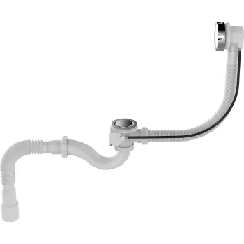 Изображение товара Сифон для ванны Aquant 1 1/2 с переливом и гибкой трубой белый Изображение товара Сифон для ванны Aquant 1 1/2 с переливом и гибкой трубой белый
