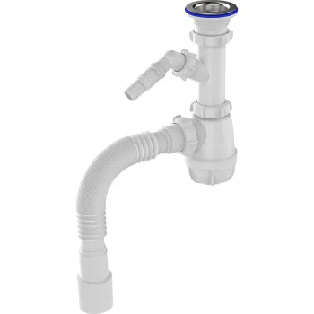 Изображение товара Сифон для кухни Aquant 1 1/2"х40 с отводом для СМА и гибкой трубой 40х40/50 Изображение товара Сифон для кухни Aquant 1 1/2"х40 с отводом для СМА и гибкой трубой 40х40/50