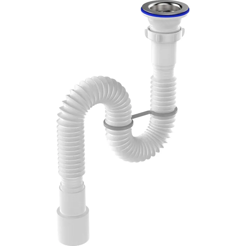 Гофросифон для кухонной мойки и раковины 1 1/2"х40/50 Aquant 1200мм с нержавеющей решеткой_1