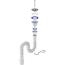 Гофросифон для кухонной мойки и раковины 1 1/2"х40/50 Aquant 1200мм с нержавеющей решеткой_5