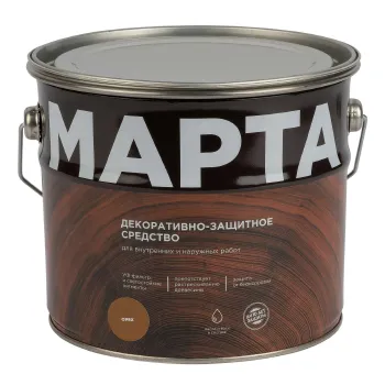 Изображение товара Декоративно-защитное средство для дерева Марта орех 2,7л алкидный глянцевый Изображение товара Декоративно-защитное средство для дерева Марта орех 2,7л алкидный глянцевый