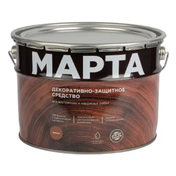 Изображение товара Декоративно-защитное средство для дерева Марта махагон 9л алкидное водоотталкивающее Изображение товара Декоративно-защитное средство для дерева Марта махагон 9л алкидное водоотталкивающее