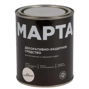 Изображение товара Декоративно-защитное средство для дерева Марта ель натуральная 0,75л Изображение товара Декоративно-защитное средство для дерева Марта ель натуральная 0,75л