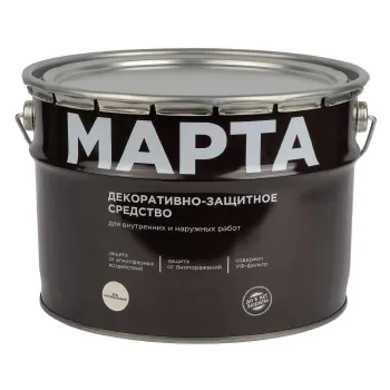 Изображение товара Декоративно-защитное средство для дерева Марта ель натуральная 9л Изображение товара Декоративно-защитное средство для дерева Марта ель натуральная 9л