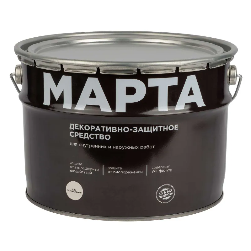 Декоративно-защитное средство для дерева Марта ель натуральная полуматовое 9л_1