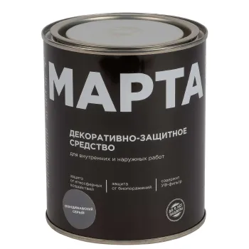 Изображение товара Декоративно-защитное средство для дерева Марта скандинавский серый 0,75л Изображение товара Декоративно-защитное средство для дерева Марта скандинавский серый 0,75л